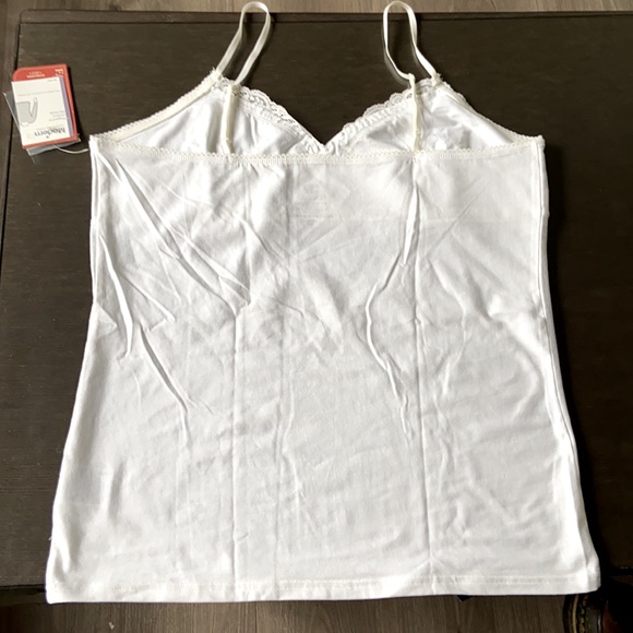WHITE CAMISOLE WITH LACED TRIM NECKLINE - Picture 5 of 12